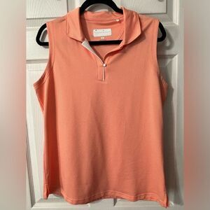 Tournament Collection V Neck Golf XL Sleeveless Polo Shirt Peach Diamonds